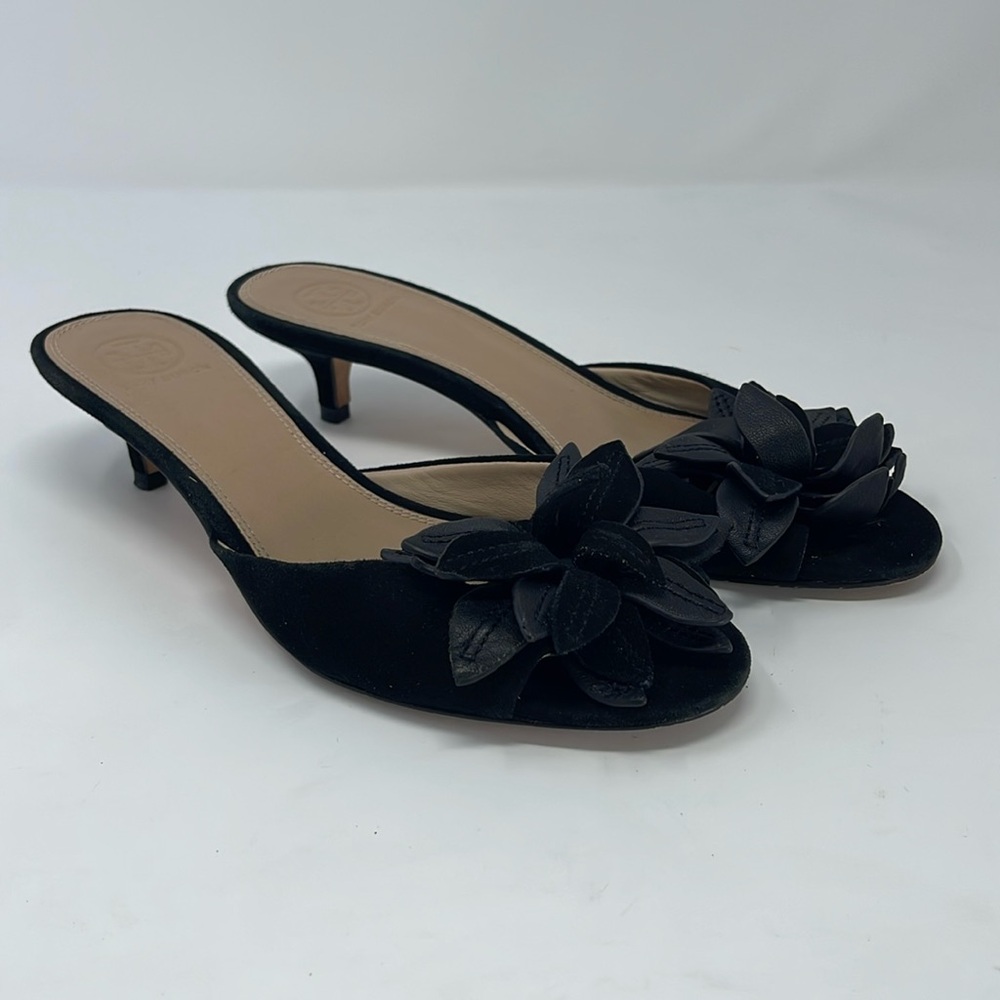 Tory Burch Black Floral Sandals